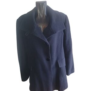 Niccolini Black Wool and Cashmere Blend Pea Coat Size 16